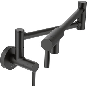 Moen Modern Spot Resist Stainless Wall Mount Swing Arm Folding Pot Filler, Double Jointed Kitchen Faucet, S665SRS(Matte Black)