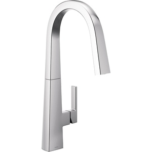 Moen Nio Chrome One Handle Pulldown Kitchen Faucet with Power Clean, Accent Handle Included for Customizing, S75005(Chrome)