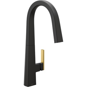 Moen Nio Spot Resist Stainless One Handle Pulldown Kitchen Faucet with Power Clean, Accent Handle Included for Customizing, S75005SRS(Matte Black)