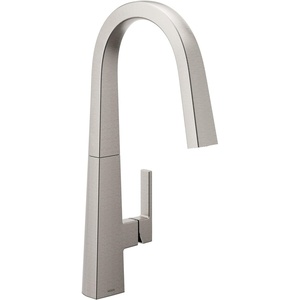 Moen Nio Spot Resist Stainless One Handle Pulldown Kitchen Faucet with Power Clean, Accent Handle Included for Customizing, S75005SRS(Spot Resist Stainless)