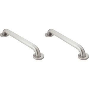 Moen R8912P Bathroom Safety 12-Inch Stainless Steel Bathroom Grab Bar with Concealed Screws, Stainless(12 Inch (Pack of 2))