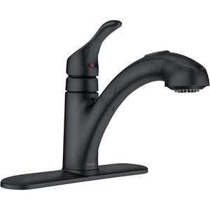 Moen Renzo Matte Black One-Handle Pullout Kitchen or Laundry Faucet Featuring Power Clean, CA87316BL