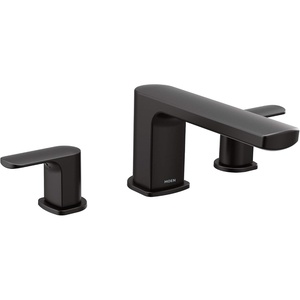 Moen Rizon Brushed Nickel Two-Handle Deck Mount Modern Roman Tub Faucet Trim, Valve Required, T935BN(Matte Black)