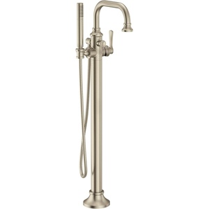 Moen S44507BG Colinet One-Handle Traditional Freestanding Floor Mount Tub Filler with Handshower, Brushed Gold(Brushed Nickel)