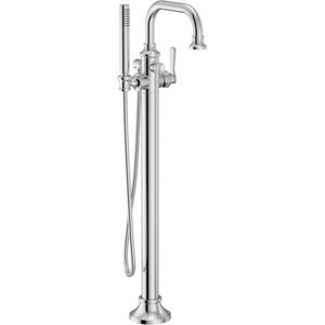 Moen S44507BG Colinet One-Handle Traditional Freestanding Floor Mount Tub Filler with Handshower, Brushed Gold(Chrome)