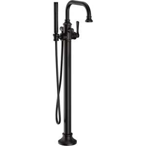Moen S44507BG Colinet One-Handle Traditional Freestanding Floor Mount Tub Filler with Handshower, Brushed Gold(Matte Black)