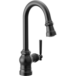 Moen S52003BL Paterson One-Handle Pulldown Bar Faucet with Power Clean, Includes Interchangeable Handle, Matte Black(Matte Black)