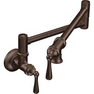 Moen S664 Traditional Wall Mount Swing Arm Folding Pot Filler Kitchen Faucet, Chrome(Oil Rubbed Bronze)