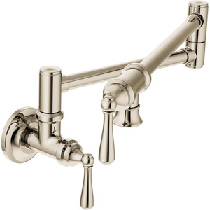 Moen S664 Traditional Wall Mount Swing Arm Folding Pot Filler Kitchen Faucet, Chrome(Polished Nickel)
