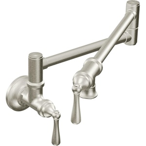 Moen S664 Traditional Wall Mount Swing Arm Folding Pot Filler Kitchen Faucet, Chrome(Spot Resist Stainless)