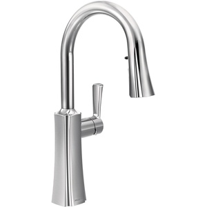 Moen S72608SRS Etch One-Handle High Arc Pulldown Kitchen Faucet with Power Clean, Chrome(Chrome)