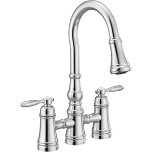 Moen S73204ORB Weymouth Two Handle Pulldown Bridge Kitchen Faucet, Oil Rubbed Bronze(Chrome)