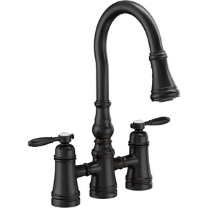 Moen S73204ORB Weymouth Two Handle Pulldown Bridge Kitchen Faucet, Oil Rubbed Bronze(Matte Black)