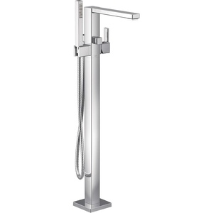 Moen S905BN 90 Degree One-Handle Freestanding Floor Mount Tub Filler with Handshower, Brushed Nickel(Chrome)