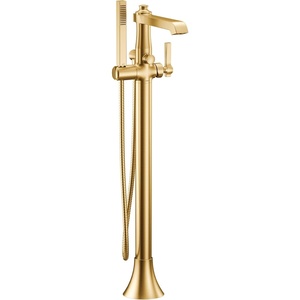 Moen S931BG Flara One-Handle Freestanding Floor Mount Tub Filler with Handshower, Brushed Gold(Brushed Gold)