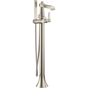 Moen S931BG Flara One-Handle Freestanding Floor Mount Tub Filler with Handshower, Brushed Gold(Brushed Nickel)