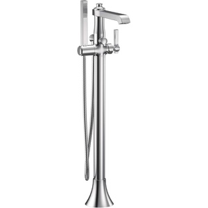 Moen S931BG Flara One-Handle Freestanding Floor Mount Tub Filler with Handshower, Brushed Gold(Chrome)