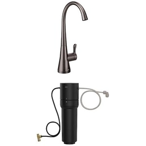 Moen Sip Black Stainless Beverage Faucet with High Arc Rotating Spout Plus Advanced Carbon Water Filtration System for Cleaner Drinking Water, S5520BLS + F9800