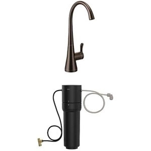 Moen Sip Oil Rubbed Bronze Beverage Faucet with High Arc Rotating Spout Plus Advanced Carbon Water Filtration System for Cleaner Drinking Water, S5520ORB + F9800