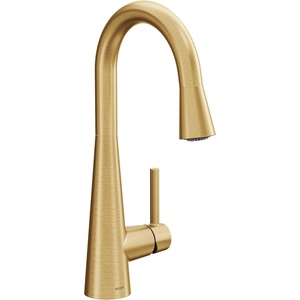 Moen Sleek Brushed Gold One-Handle High Arc Pulldown Modern Bar Faucet, 7664BG