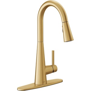 Moen Sleek Oil Rubbed Bronze One-Handle High Arc Kitchen Faucet with Pulldown Sprayer Featuring Power Boost for a Faster Clean, 7864ORB(Brushed Gold)