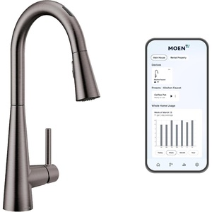 Moen Sleek Oil Rubbed Bronze One-Handle High Arc Kitchen Faucet with Pulldown Sprayer Featuring Power Boost for a Faster Clean, 7864ORB(Spot Resist Black Stainless)