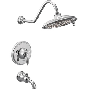 Moen TS32104EP Weymouth Posi-Temp Tub and Shower Trim Kit, Valve Required, including 9-Inch 2-Spray Eco-Performance Rainshower, Chrome(Chrome)
