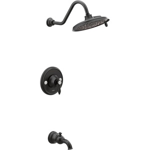 Moen TS32104EP Weymouth Posi-Temp Tub and Shower Trim Kit, Valve Required, including 9-Inch 2-Spray Eco-Performance Rainshower, Chrome(Matte Black)