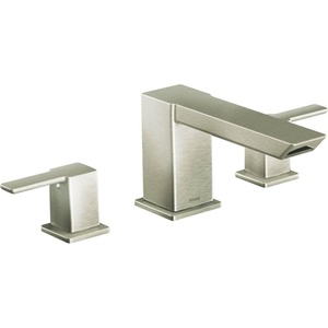 Moen TS903 90-Degree Two-Handle Deck Mount Roman Tub Faucet Trim Kit, Valve Required, Chrome(Brushed Nickel)