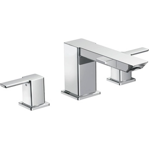 Moen TS903 90-Degree Two-Handle Deck Mount Roman Tub Faucet Trim Kit, Valve Required, Chrome(Chrome)
