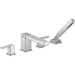 Moen TS914 90 Degree Two-Handle Deck Mount Roman Tub Faucet Trim Kit, Valve Required, Including Single Function Handshower, Chrome