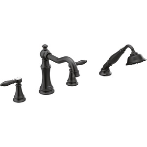 Moen Ts21104Bn Weymouth Two-Handle Roman Tub Faucet Trim Kit with Handshower, Valve Required, Brushed Nickel(Matte Black)