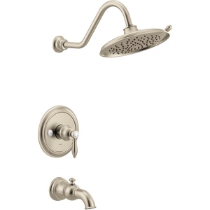 Moen UTS33103EPNL Weymouth M-CORE 3-Series 1-Handle Eco-Performance Tub and Shower Trim Kit, Valve Required, Polished Nickel(Brushed Nickel)