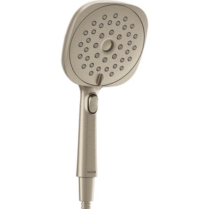 Moen Verso Eco-Performance Infiniti Dial Square Handheld Shower, 5-Inch Diameter Spray Head, Brushed Gold, 220H5EPBG(Brushed Nickel)