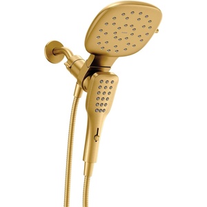Moen Verso Eco-Performance Infiniti Dial Square Rain Shower Head with Detachable Hand Shower Combo, 7-Inch Spray Head, Brushed Nickel, 220C5EPBN(Brushed Gold)