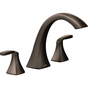 Moen Voss Brushed Gold Two-Handle Deck Mount Roman Tub Faucet Trim Kit, Valve Required, T693BG(Bronze)