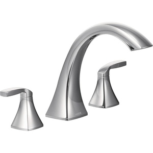 Moen Voss Brushed Gold Two-Handle Deck Mount Roman Tub Faucet Trim Kit, Valve Required, T693BG(Chrome)