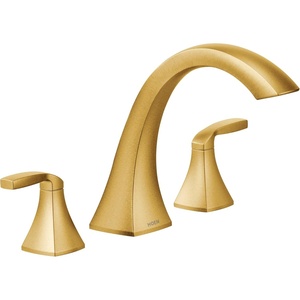 Moen Voss Brushed Gold Two-Handle Deck Mount Roman Tub Faucet Trim Kit, Valve Required, T693BG(Gold)
