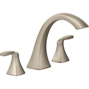 Moen Voss Brushed Gold Two-Handle Deck Mount Roman Tub Faucet Trim Kit, Valve Required, T693BG(Nickel)