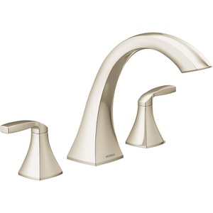 Moen Voss Brushed Gold Two-Handle Deck Mount Roman Tub Faucet Trim Kit, Valve Required, T693BG(Polished Nickel)