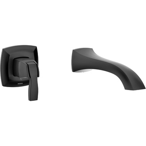 Moen WT691BL Voss Single Handle Wall Mount Tub Filler High Flow Tub Faucet with 10″ Spout Reach