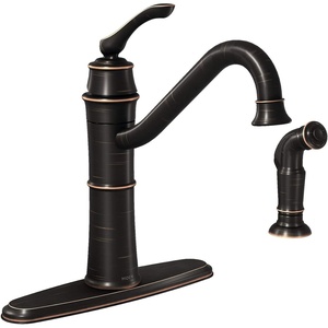 Moen Wetherly Mediterranean Bronze High-Arc Kitchen Faucet with Side Spray, 87999BRB(Mediterranean Bronze)