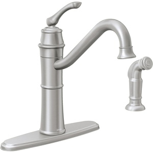 Moen Wetherly Mediterranean Bronze High-Arc Kitchen Faucet with Side Spray, 87999BRB(Spot Resist Stainless)