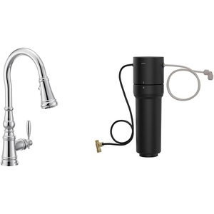 Moen Weymouth Oil-Rubbed Bronze 3-in-1 Water Filtration One-Handle Pulldown Kitchen Faucet, FS73004ORB with Moen F9800 Advanced Carbon Water Filtration System(Chrome)