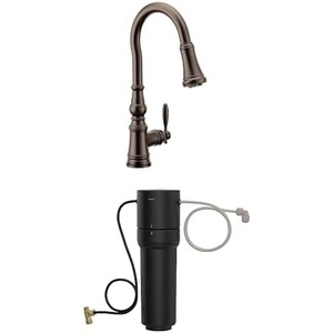 Moen Weymouth Oil-Rubbed Bronze 3-in-1 Water Filtration One-Handle Pulldown Kitchen Faucet, FS73004ORB with Moen F9800 Advanced Carbon Water Filtration System(Oil Rubbed Bronze)