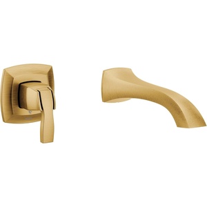 Voss Brushed Gold Single Handle Wall Mount Tub Filler High Flow Tub Faucet with 10″ Spout Reach, WT691BG