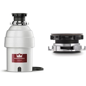 Waste King L-1001 Garbage Disposal with Power Cord, 1/2 HP & L-111 Garbage Disposal with Power Cord, 1/3 HP, Gray(1 HP)