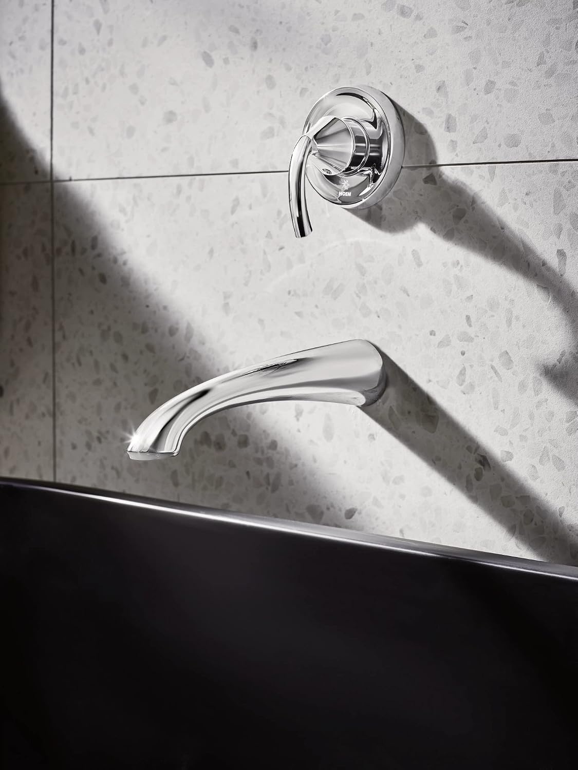 image:imageGlyde Chrome Single Handle Wall Mount Tub Filler High Flow Tub Faucet with 10 Spout Reach WT371