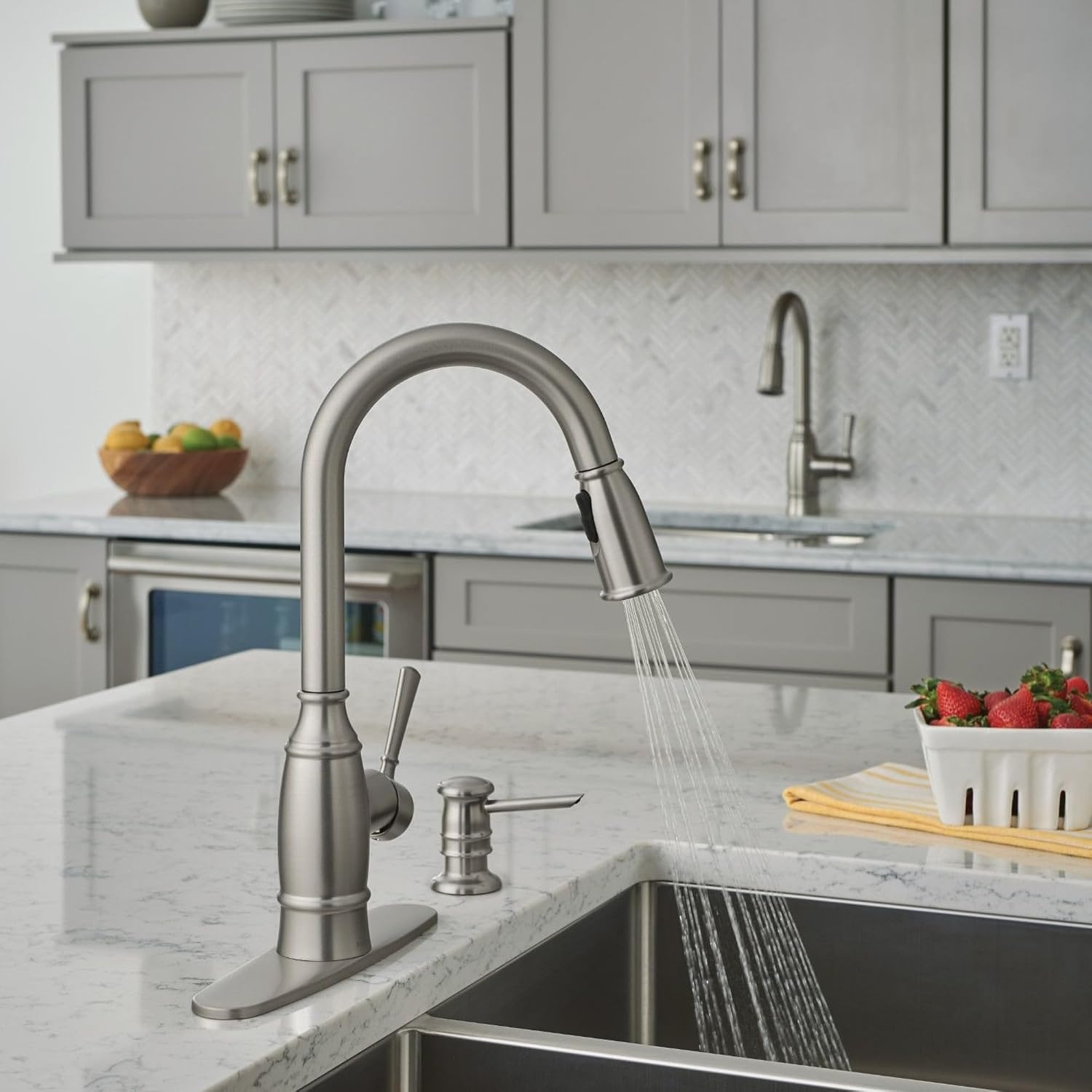 image:imageMoen 141002 Kitchen Faucet Escutcheon Deckplate for 3Hole Installation ChromeClassic Stainless