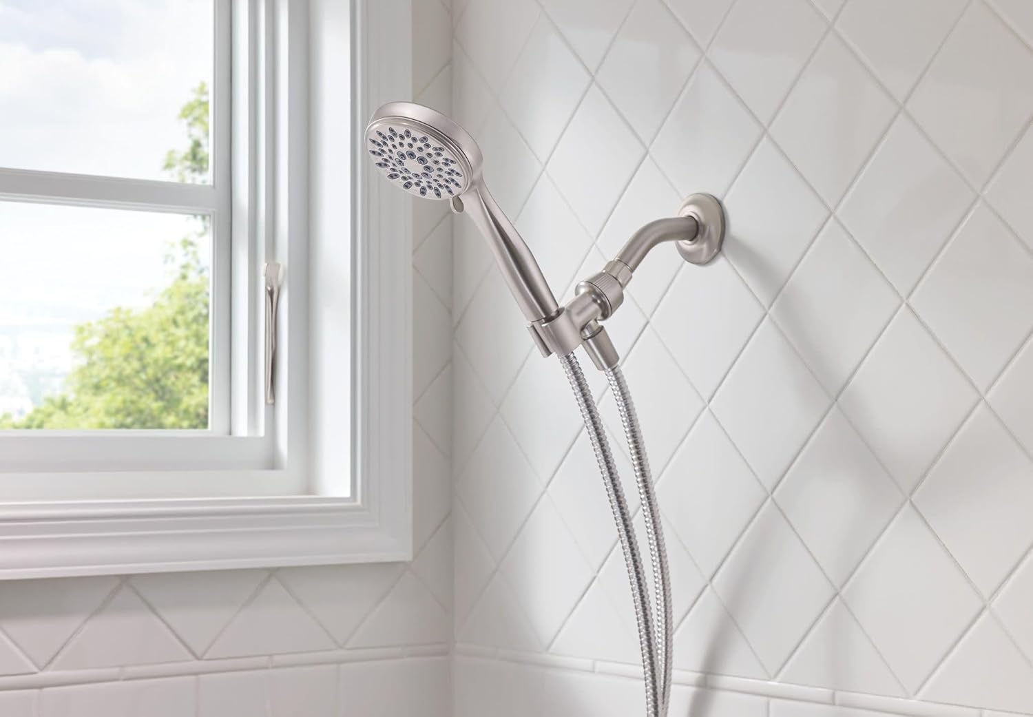 image:imageMoen 20091SRN 5Setting Hand Held Brushed Nickel Spot Resist Shower Head 25 GPMPack of 1